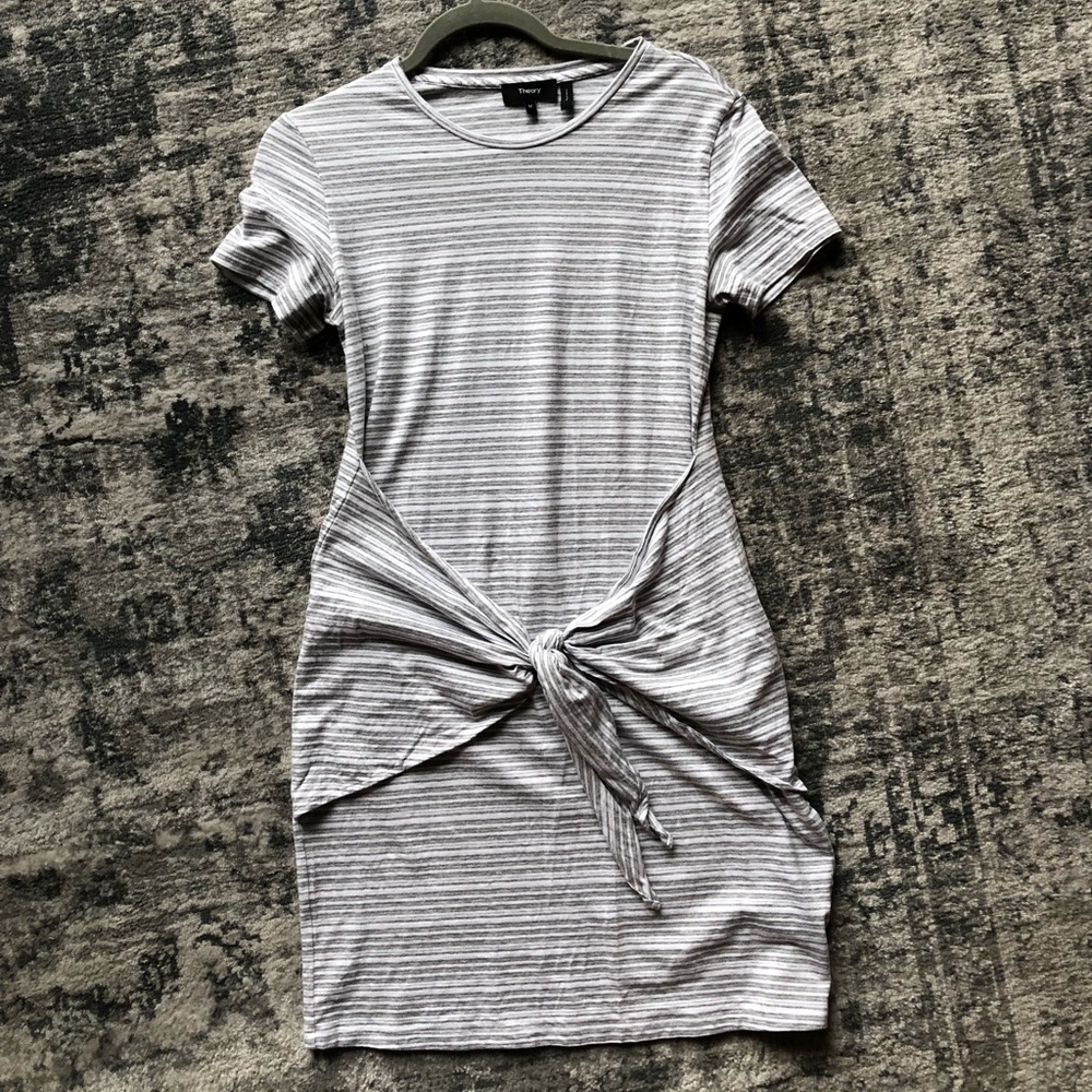 Theory casual tie-front striped t-shirt dress. Med